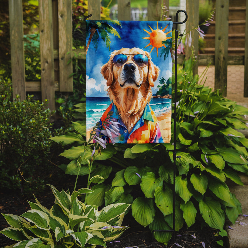 Golden Retriever Summer Beach Time Garden Flag