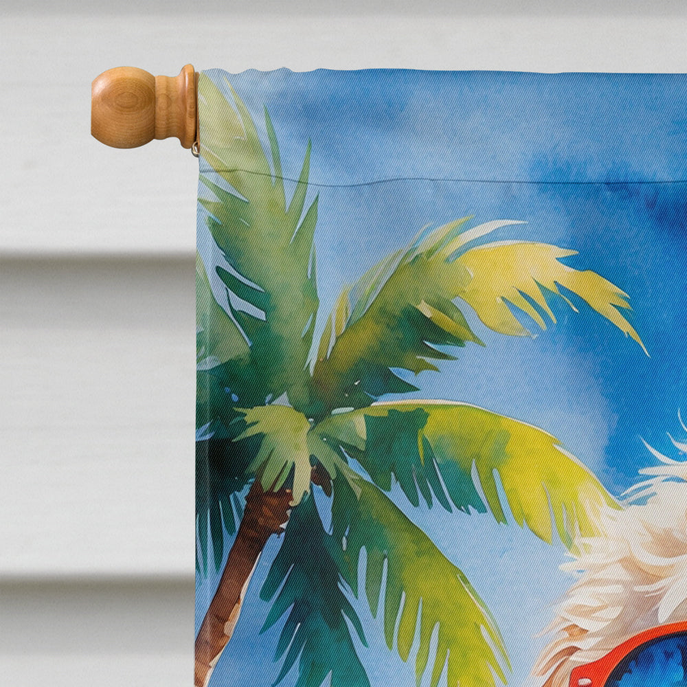 GoldendoodleSummer Beach Time House Flag