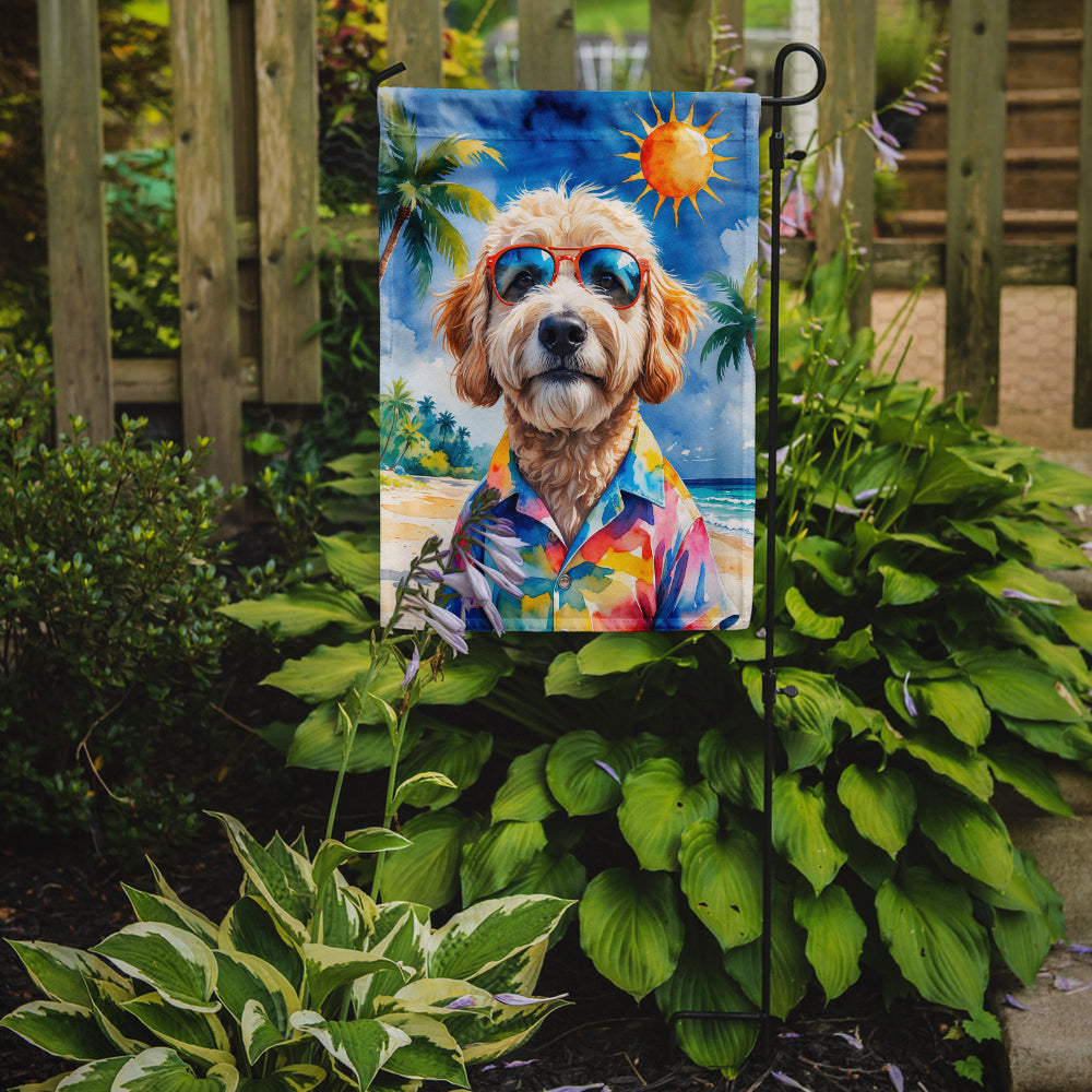 GoldendoodleSummer Beach Time Garden Flag