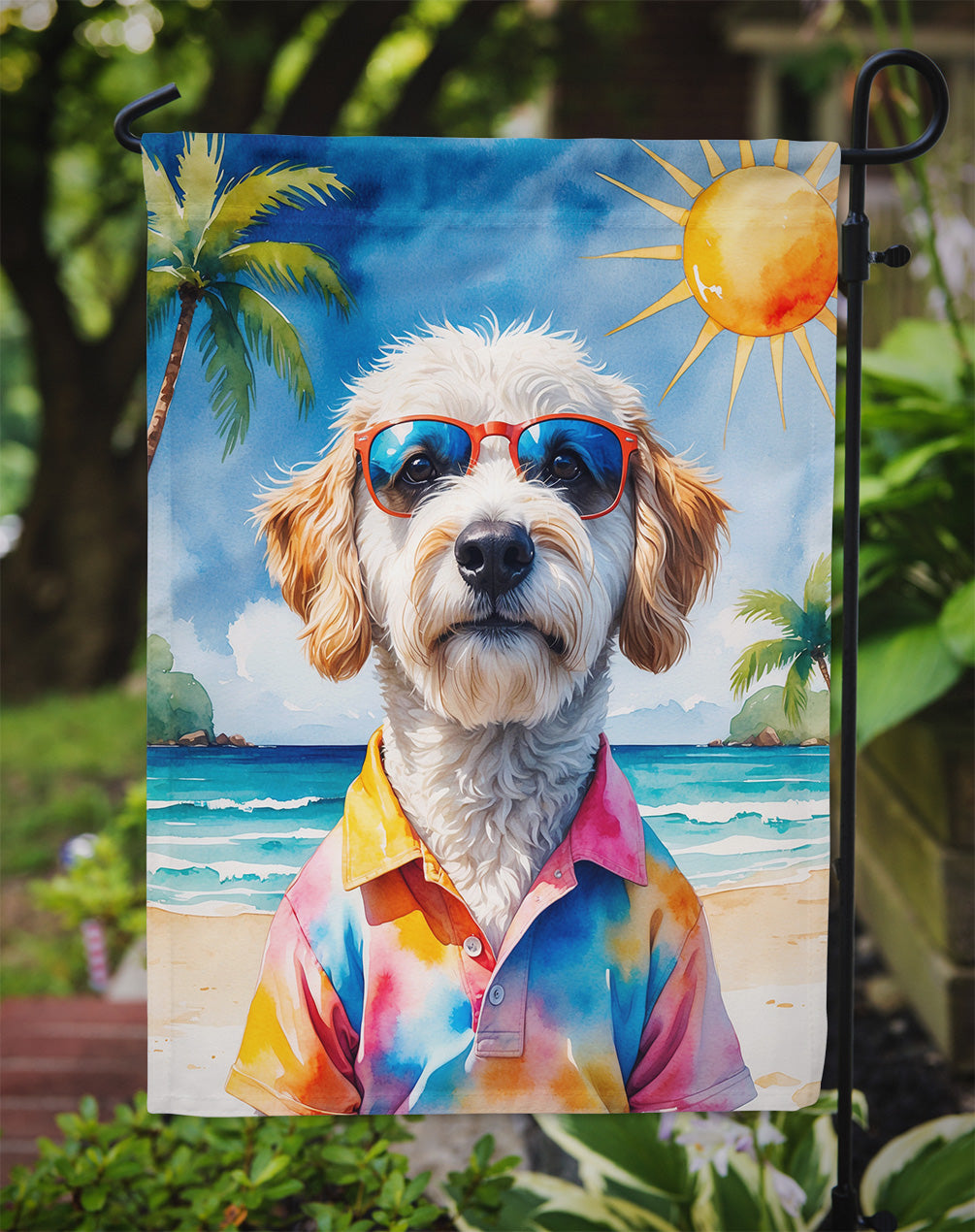 Labradoodle Summer Beach Time Garden Flag