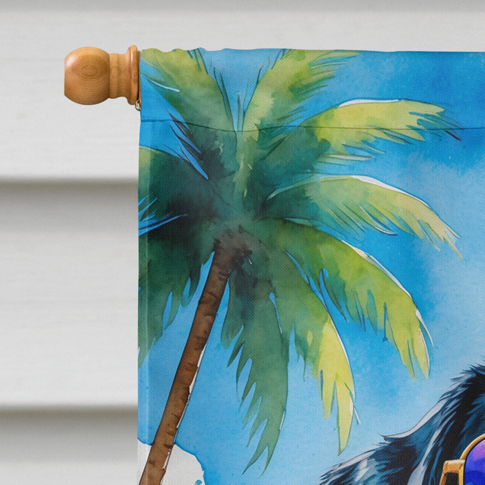 Black Labrador Retriever Summer Beach Time House Flag