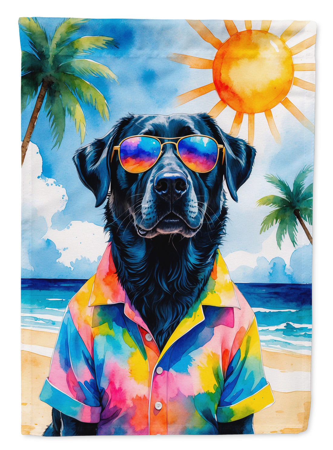Buy this Black Labrador Retriever Summer Beach Time Garden Flag