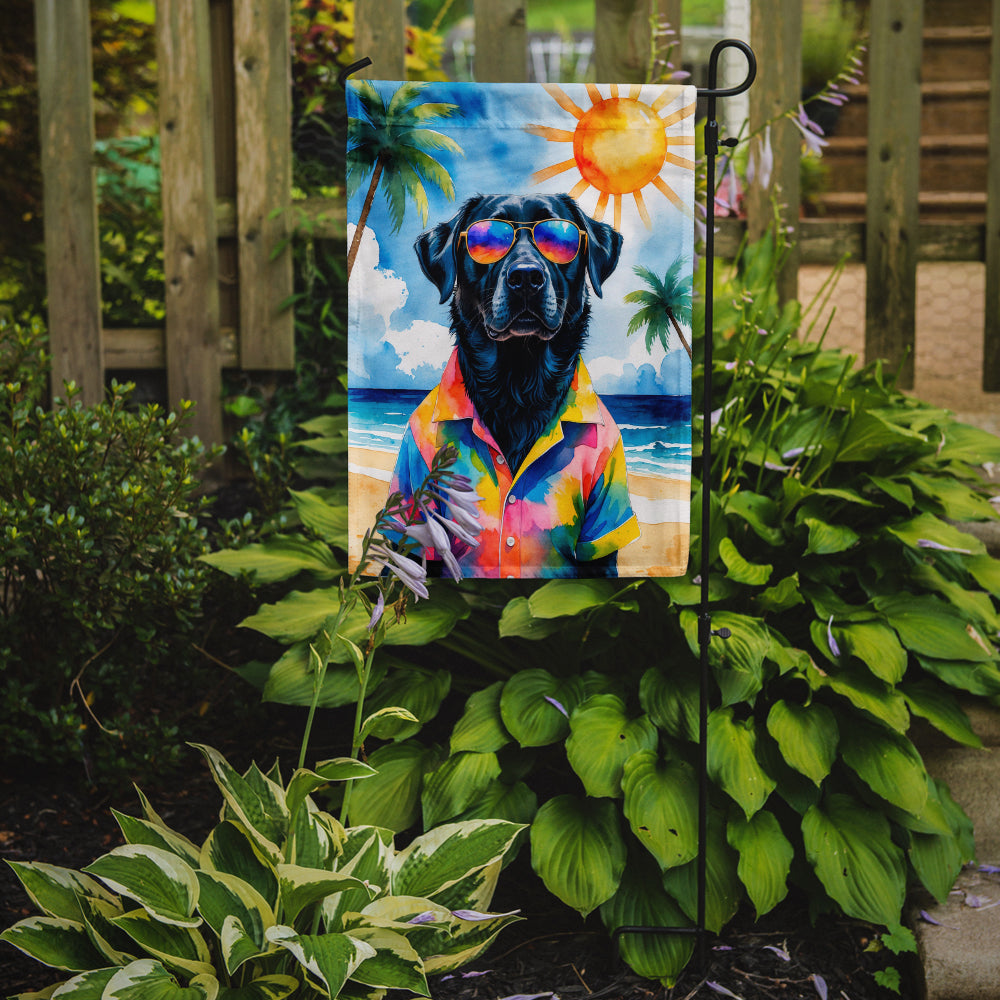 Black Labrador Retriever Summer Beach Time Garden Flag