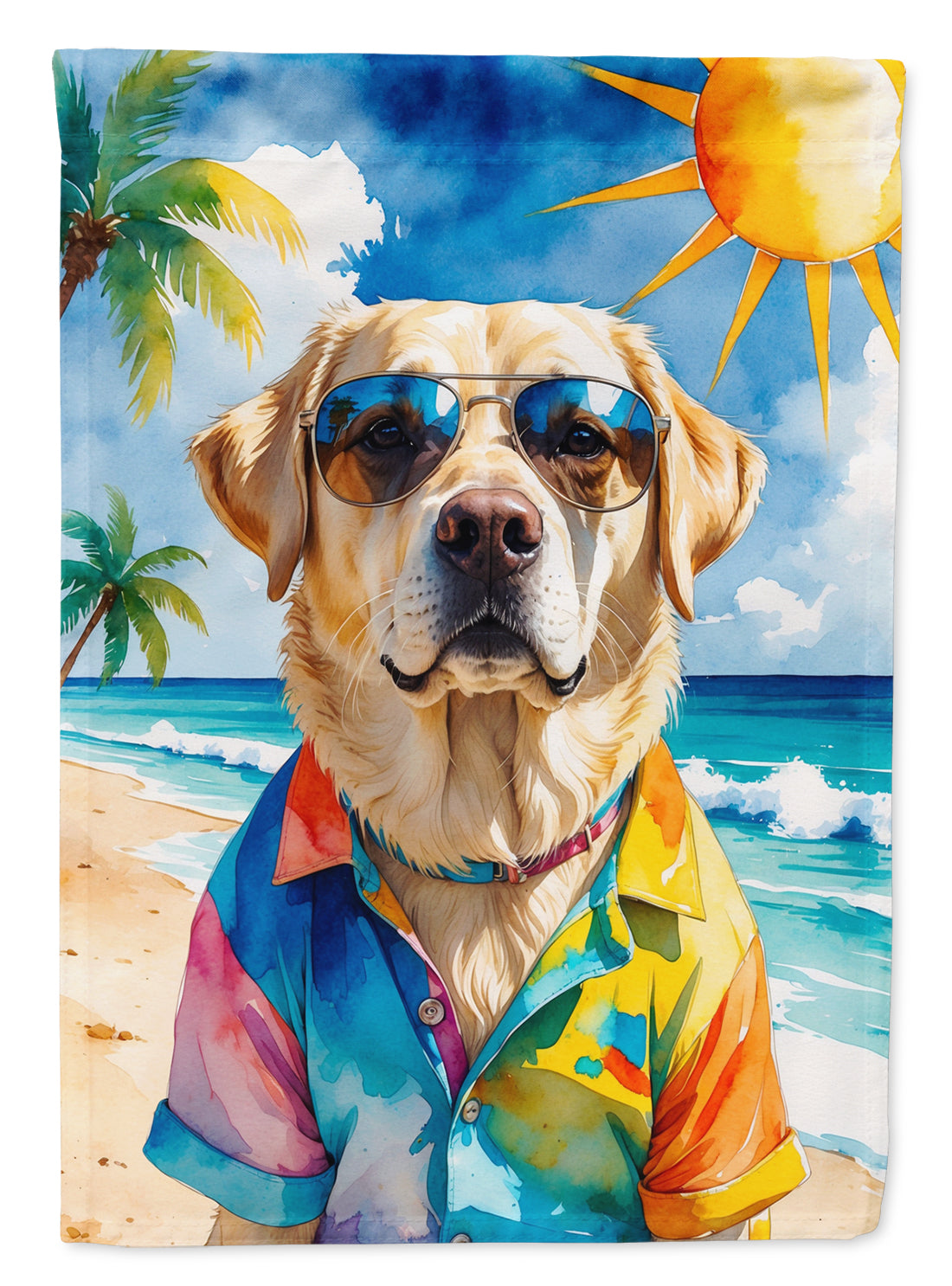Buy this Yellow Labrador Retriever Summer Beach Time House Flag