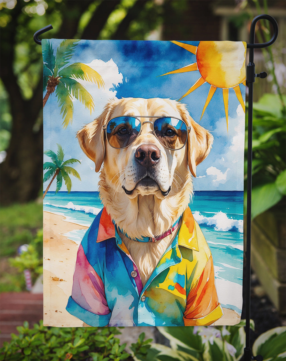 Yellow Labrador Retriever Summer Beach Time Garden Flag