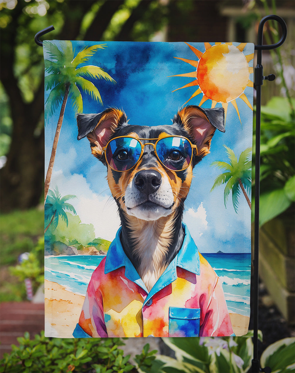 Miniature Pinscher Summer Beach Time Garden Flag