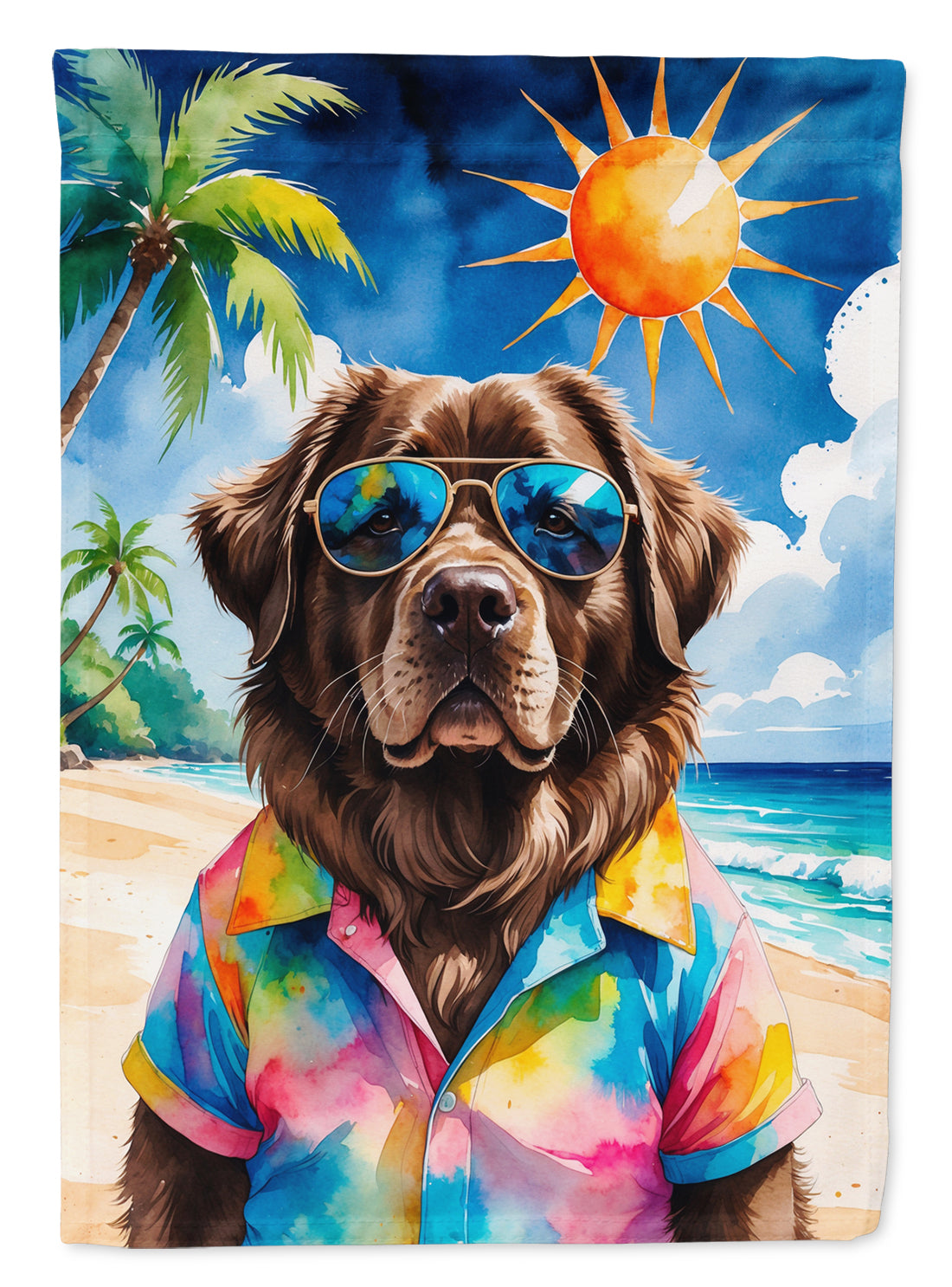 Buy this Chocolate Newfoundland Summer Beach Time House Flag
