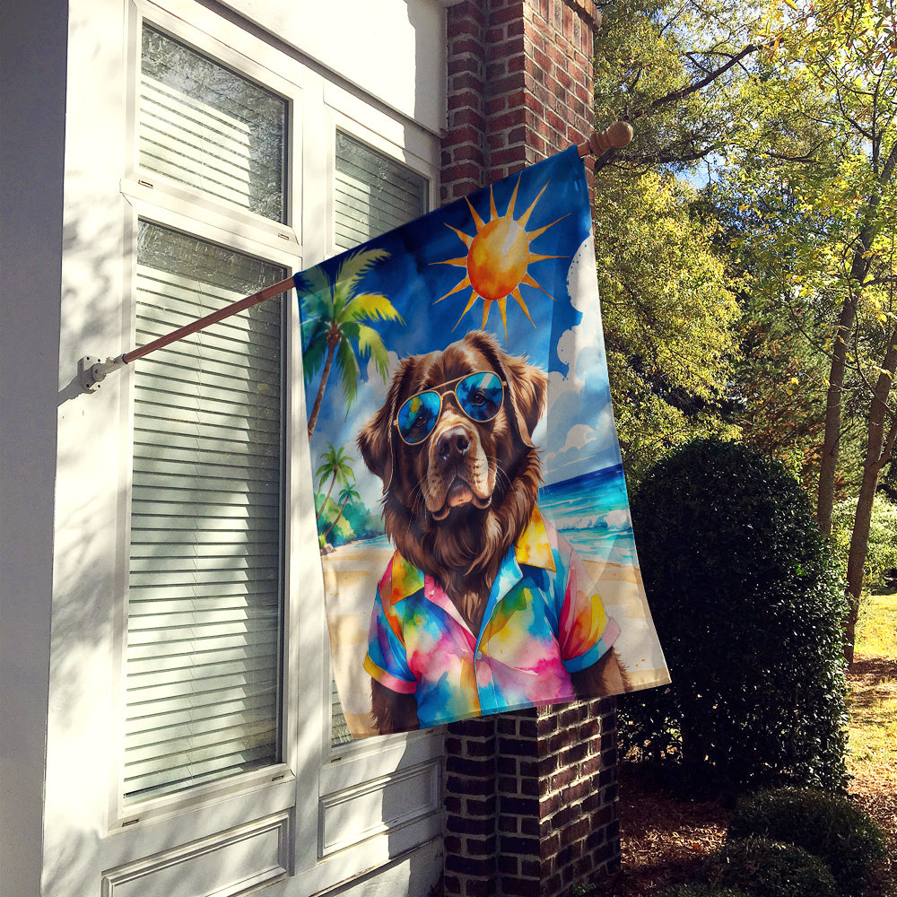 Chocolate Newfoundland Summer Beach Time House Flag