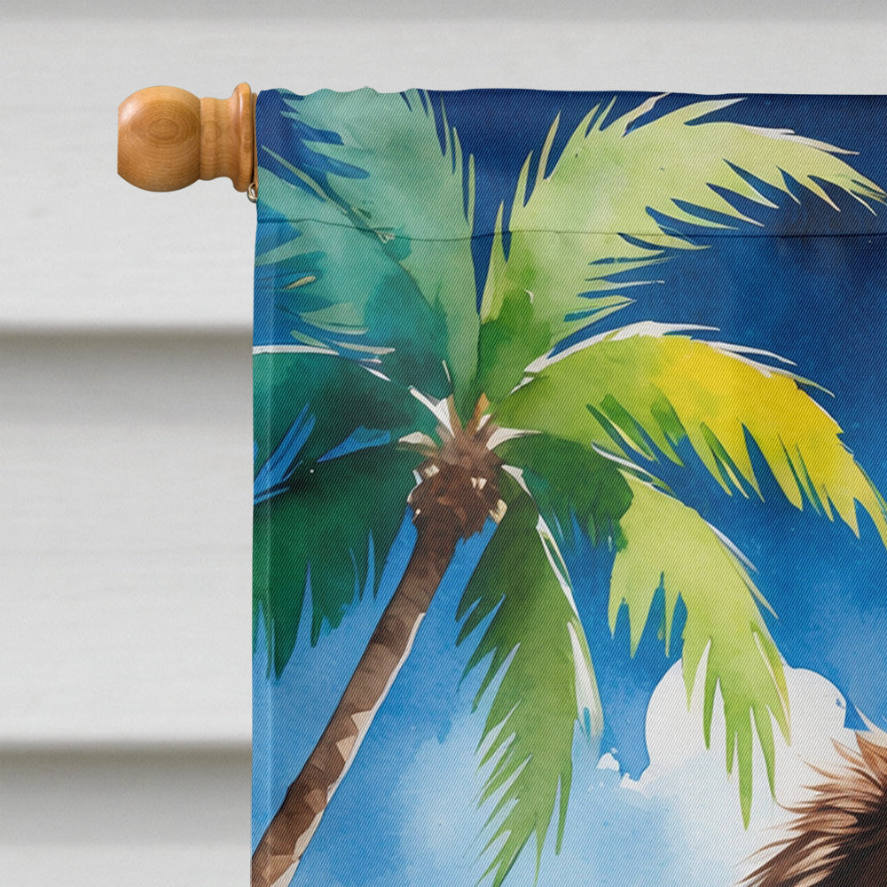 Chocolate Newfoundland Summer Beach Time House Flag