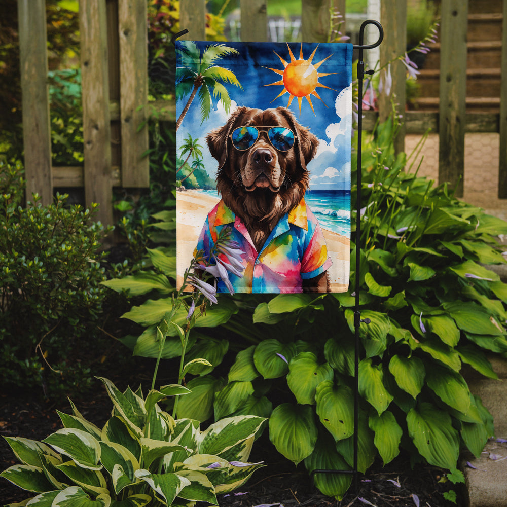 Chocolate Newfoundland Summer Beach Time Garden Flag