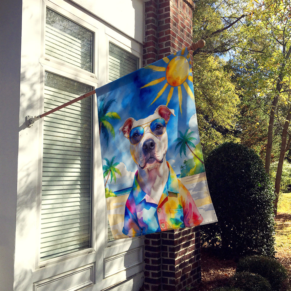 Pit Bull Terrier Summer Beach Time House Flag