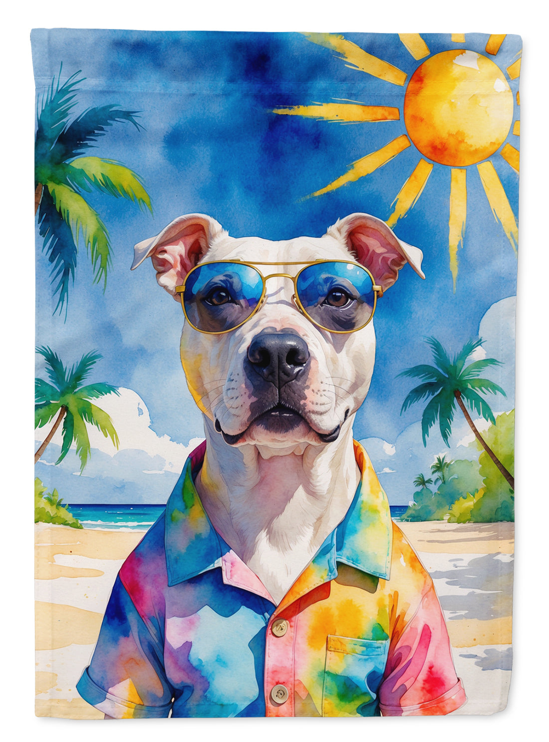 Buy this Pit Bull Terrier Summer Beach Time Garden Flag