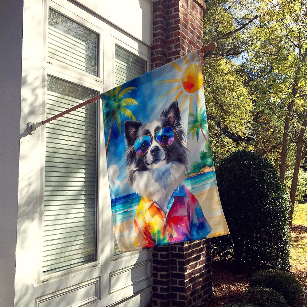 Pomeranian Summer Beach Time House Flag