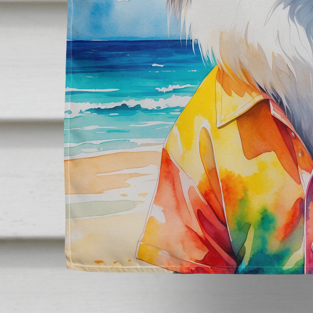 Pomeranian Summer Beach Time House Flag