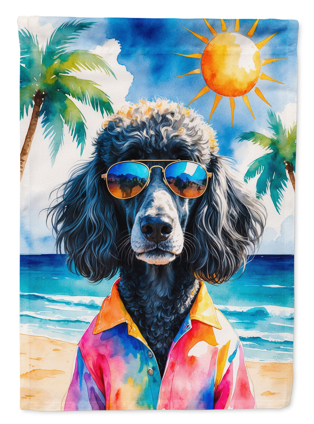Buy this Black Poodle Summer Beach Time House Flag