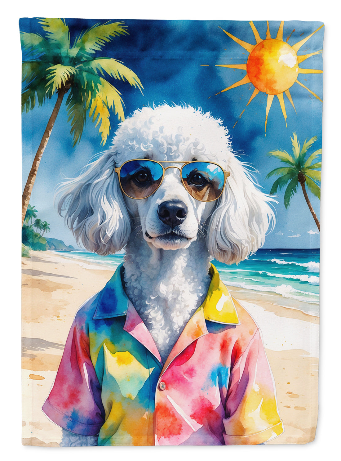 Buy this White Poodle Summer Beach Time Garden Flag