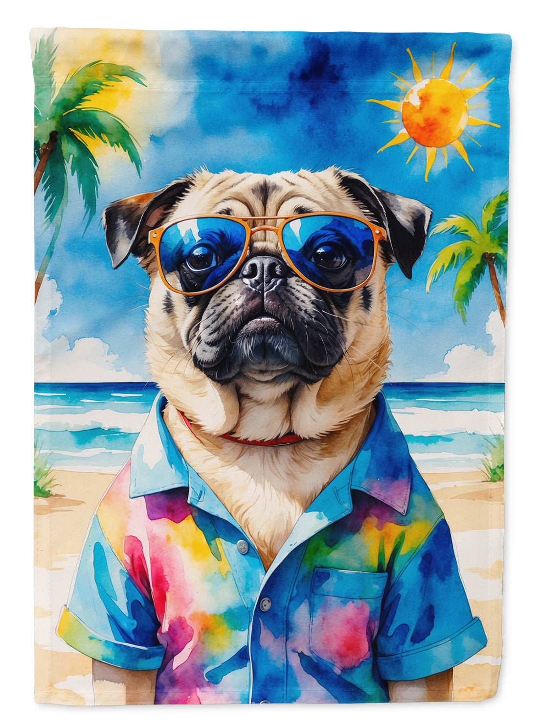Buy this Pug Summer Beach Time Garden Flag