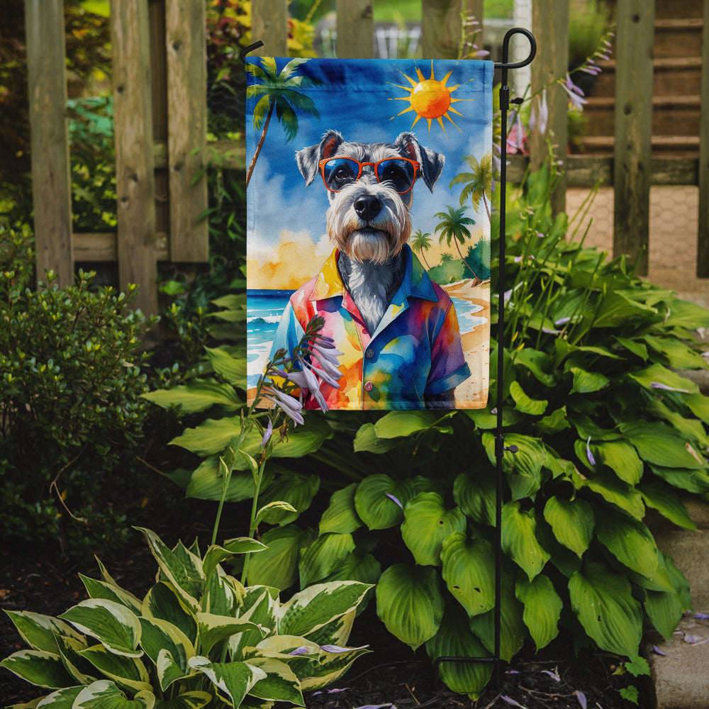 Schnauzer Summer Beach Time Garden Flag