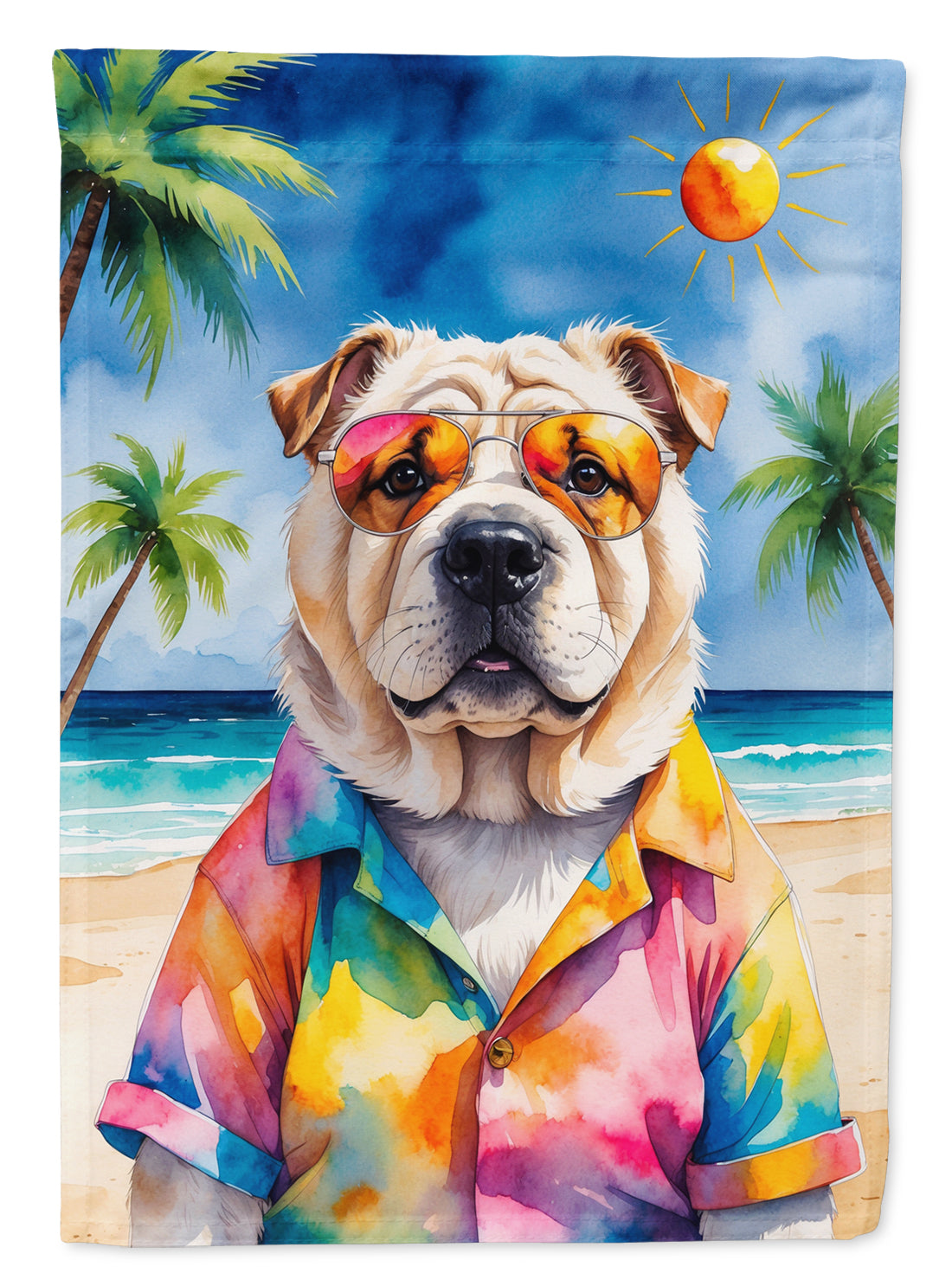 Buy this Shar Pei Summer Beach Time House Flag