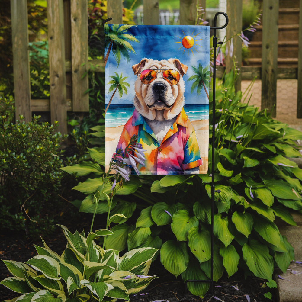 Shar Pei Summer Beach Time Garden Flag