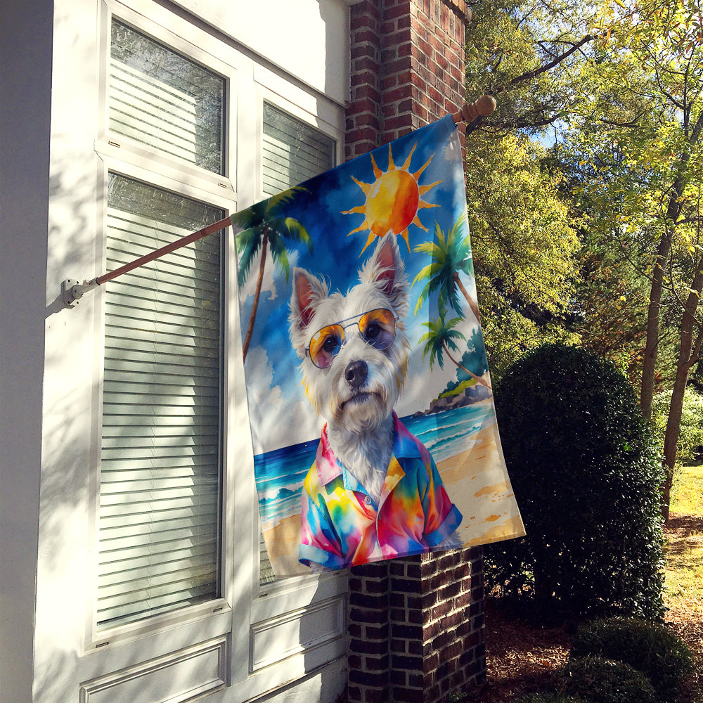 Westie Summer Beach Time House Flag