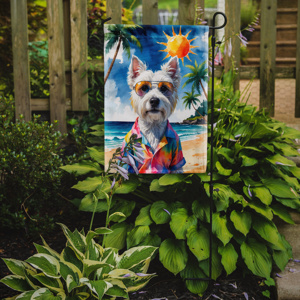 Westie Summer Beach Time Garden Flag