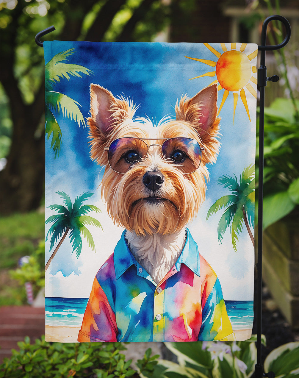 Yorkshire Terrier Summer Beach Time Garden Flag