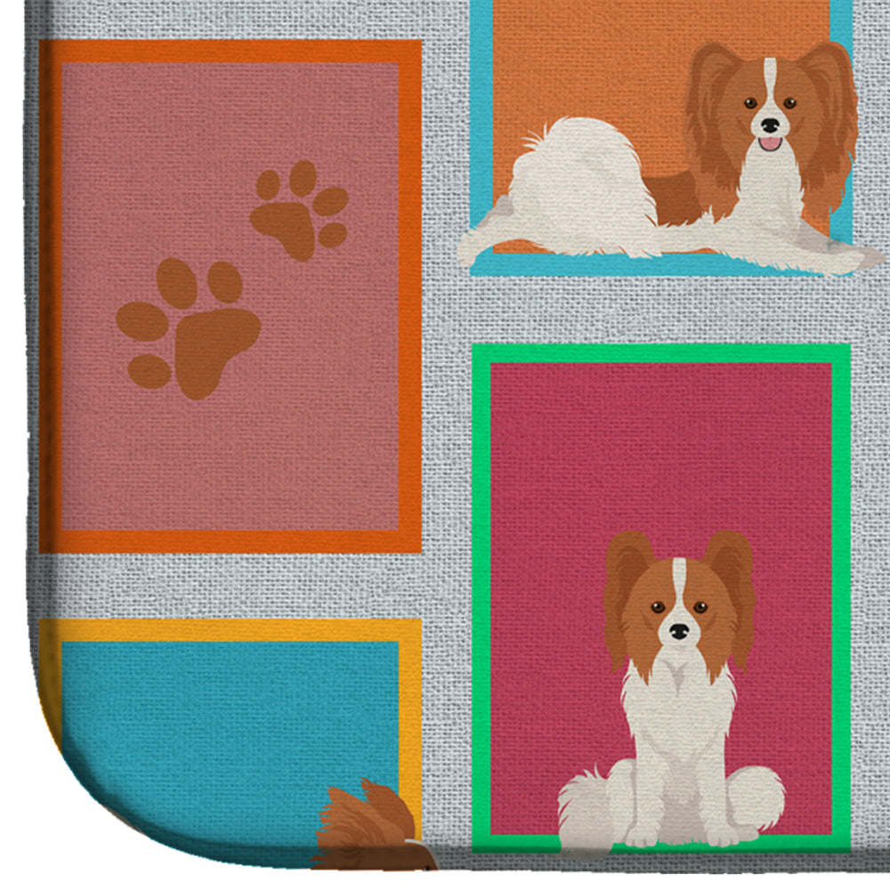 Lots of Red and White Papillon Dish Drying Mat