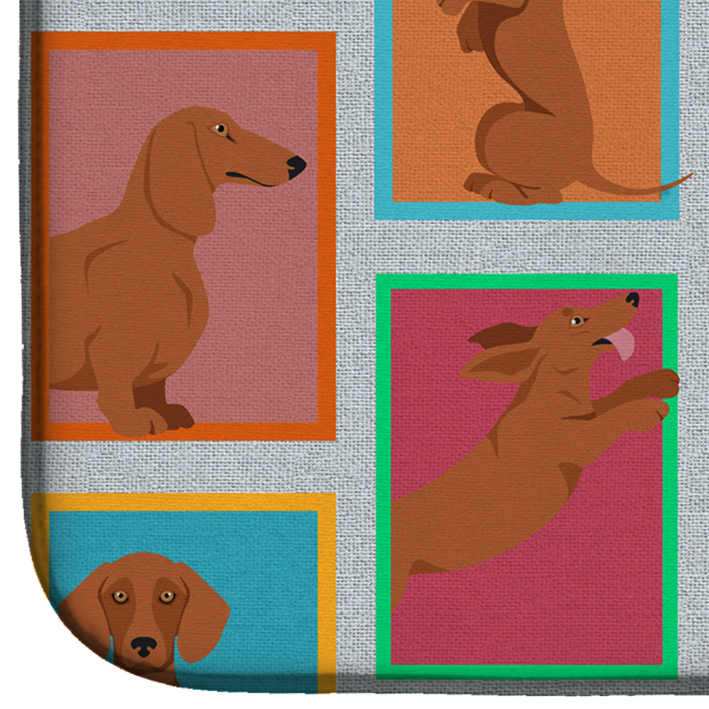 Lots of Red Dachshund Dish Drying Mat