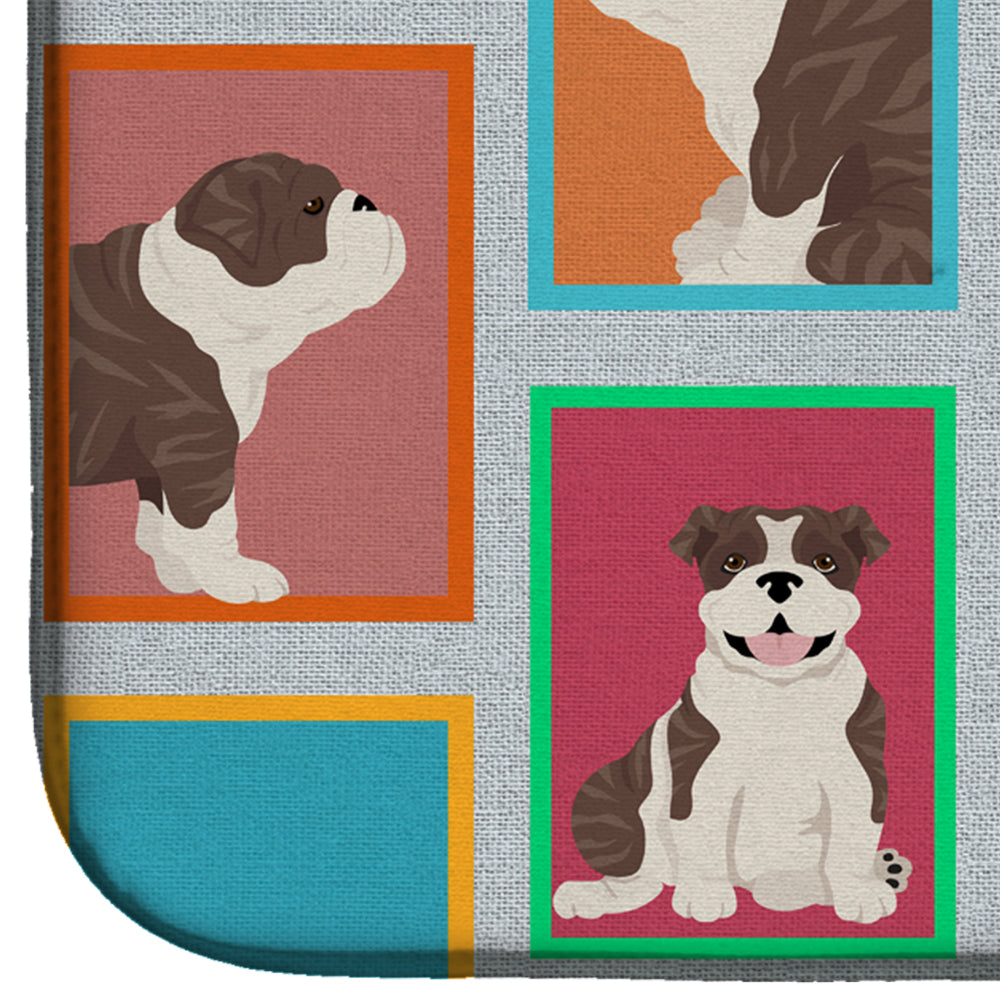 Lots of Brindle English Bulldog Dish Drying Mat