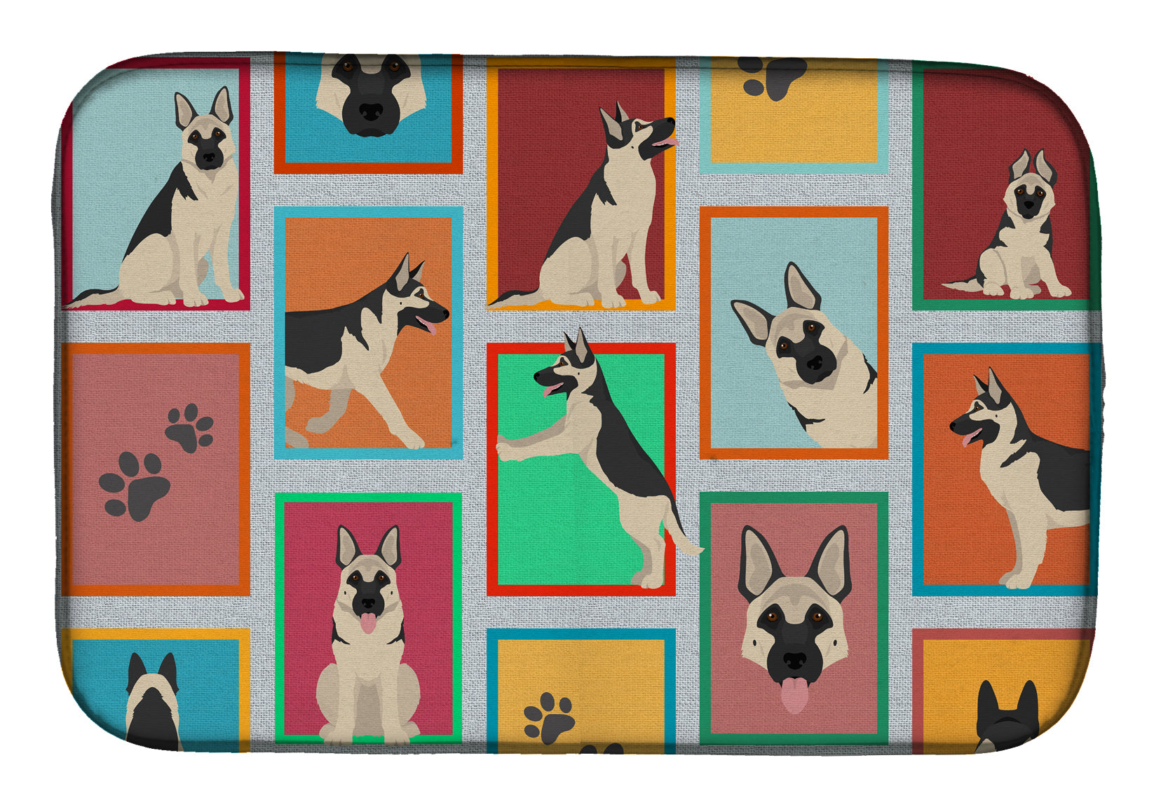 Buy this Lots of Black and Silver German Shepherd Dish Drying Mat