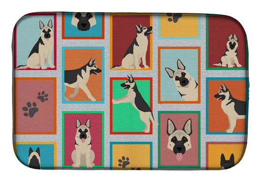 Buy this Lots of Black and Silver German Shepherd Dish Drying Mat