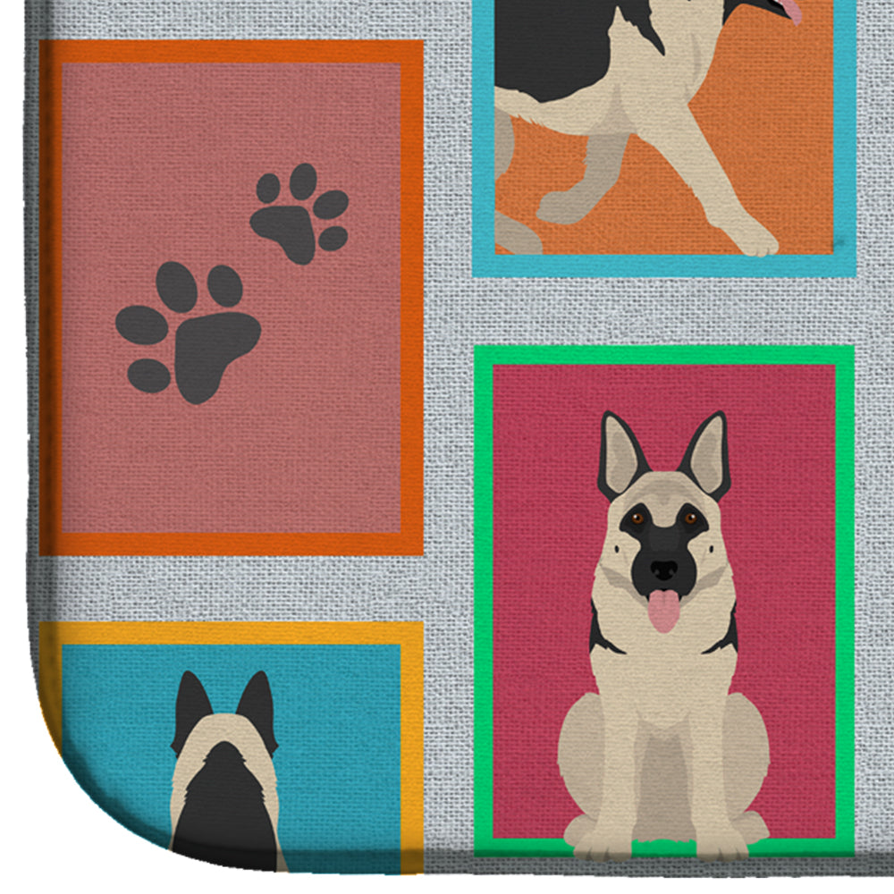 Lots of Black and Silver German Shepherd Dish Drying Mat