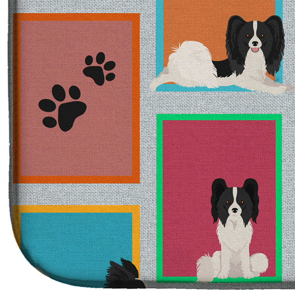 Lots of Black and Whtie Papillon Dish Drying Mat
