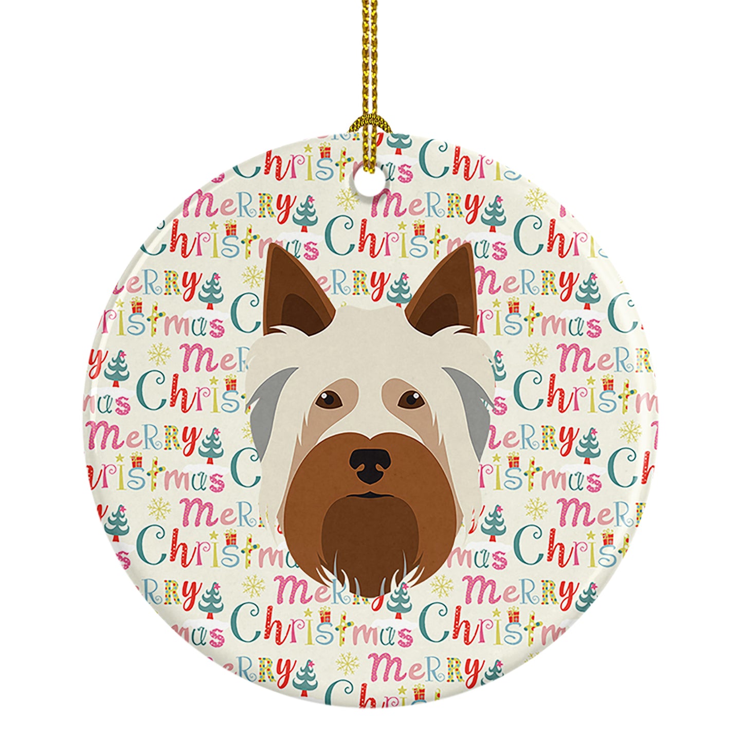 Buy this Australian Silky Terrier Merry Christmas Ceramic Ornament