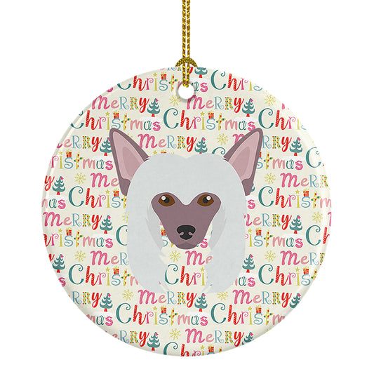 Buy this Chinese Crested Merry Christmas Ceramic Ornament