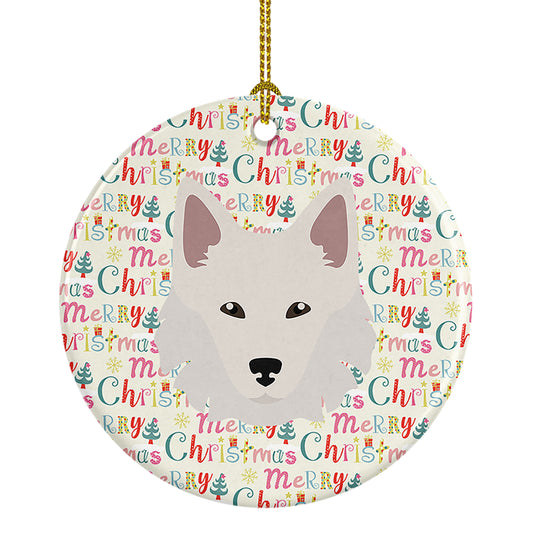 Buy this Danish Spitz Merry Christmas Ceramic Ornament
