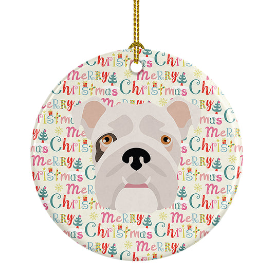 Buy this English Bulldog Merry Christmas Ceramic Ornament