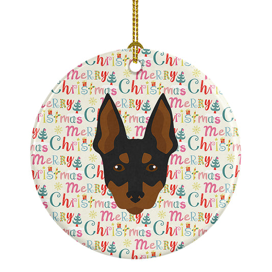 Buy this English Toy Terrier Merry Christmas Ceramic Ornament