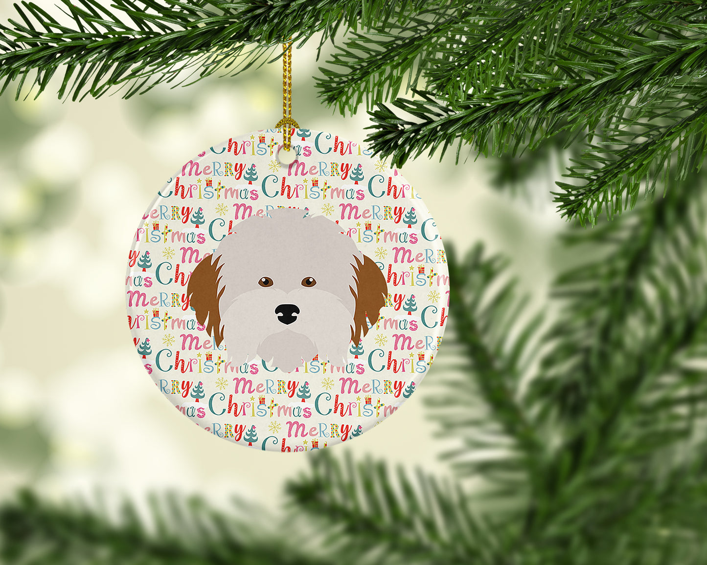 Havanese Dog Merry Christmas Ceramic Ornament