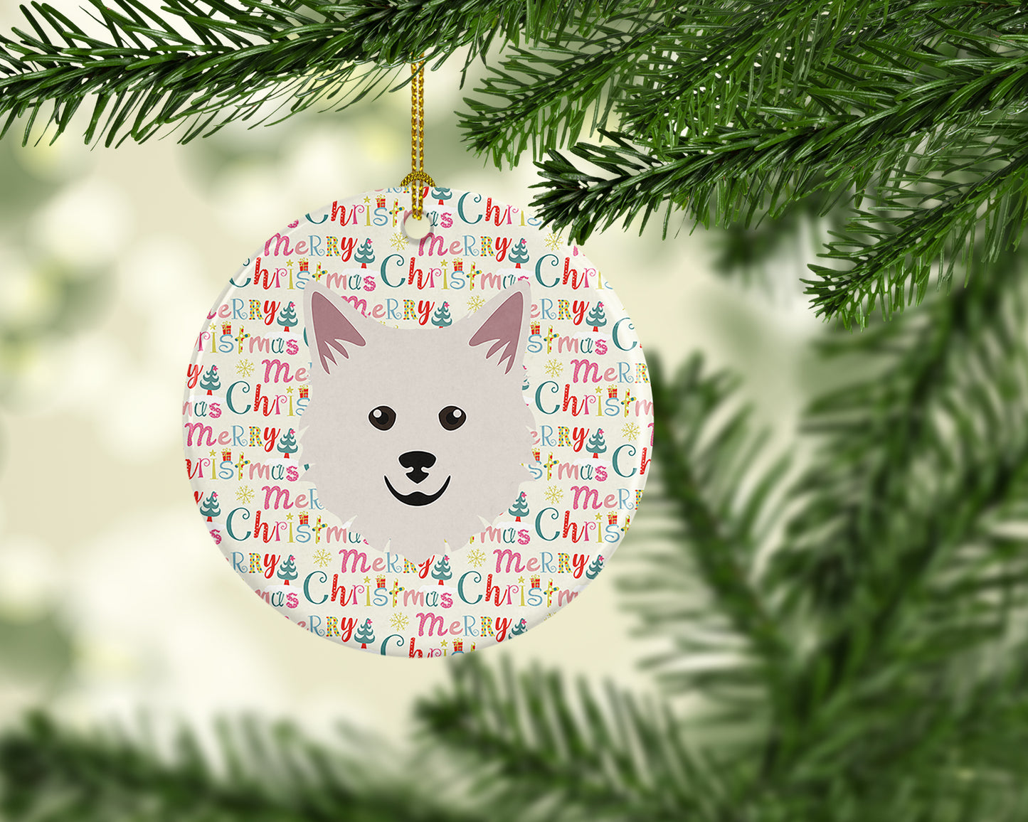 Italian Spitz Merry Christmas Ceramic Ornament