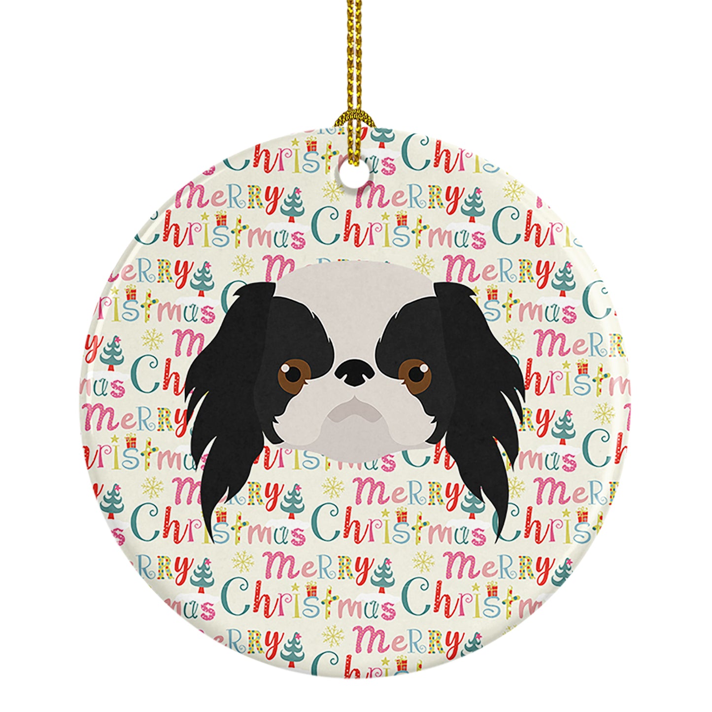 Buy this Japanese Chin Merry Christmas Ceramic Ornament