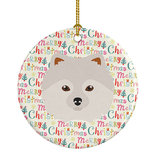 Buy this Japanese Spitz Merry Christmas Ceramic Ornament
