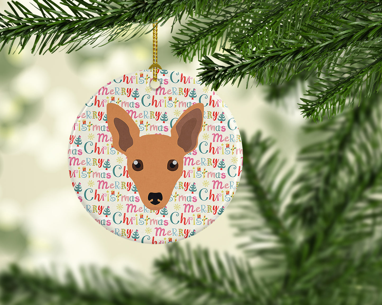 Miniature Pinscher Merry Christmas Ceramic Ornament