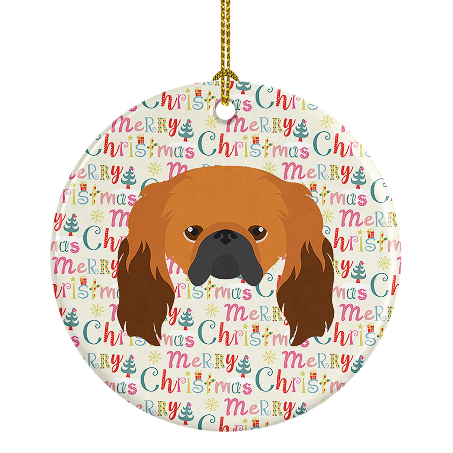 Buy this Pekingese Merry Christmas Ceramic Ornament