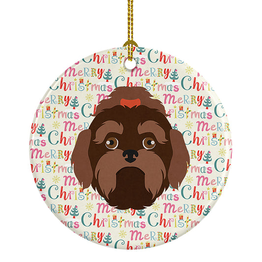Buy this Russian Lapdog Merry Christmas Ceramic Ornament