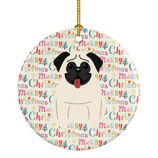 Buy this Merry Christmas Pug Cream Ceramic Ornament