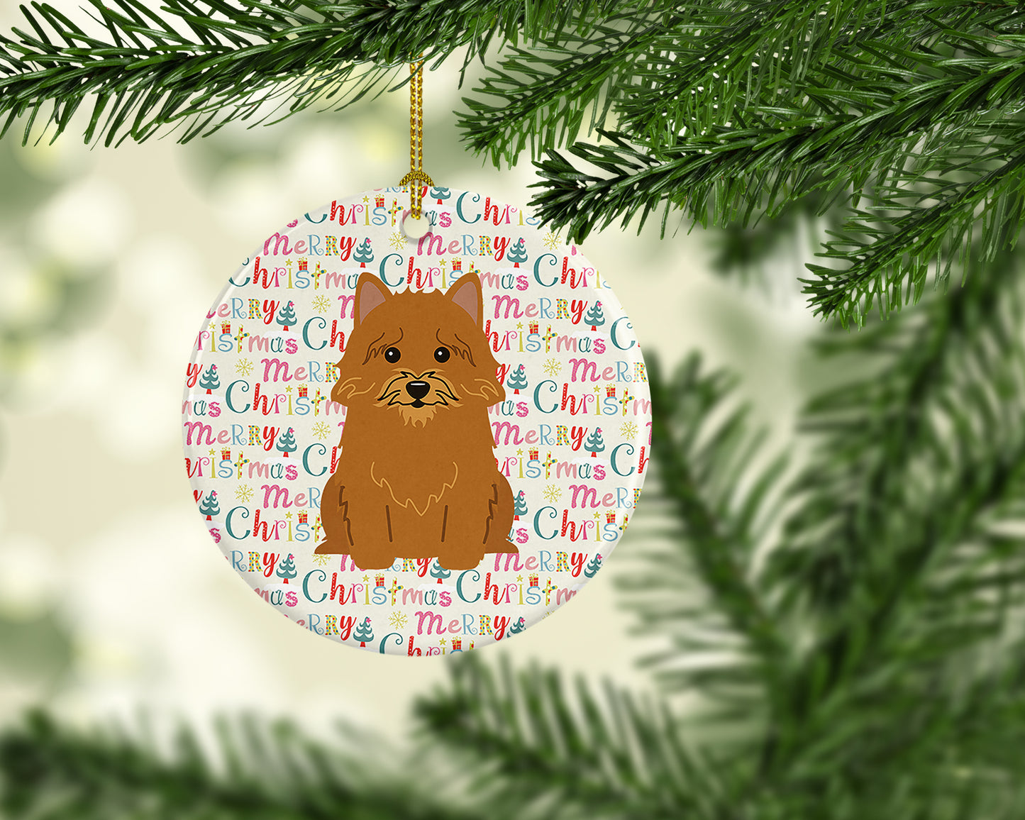 Merry Christmas Norwich Terrier Ceramic Ornament