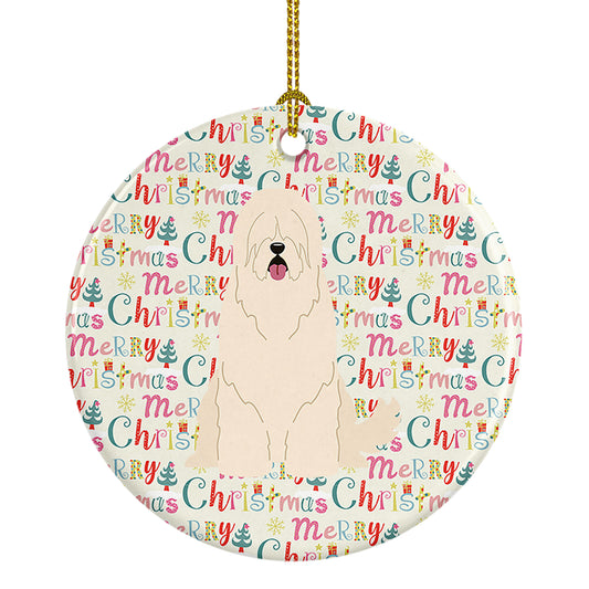Buy this Merry Christmas South Russian Sheepdog Ceramic Ornament