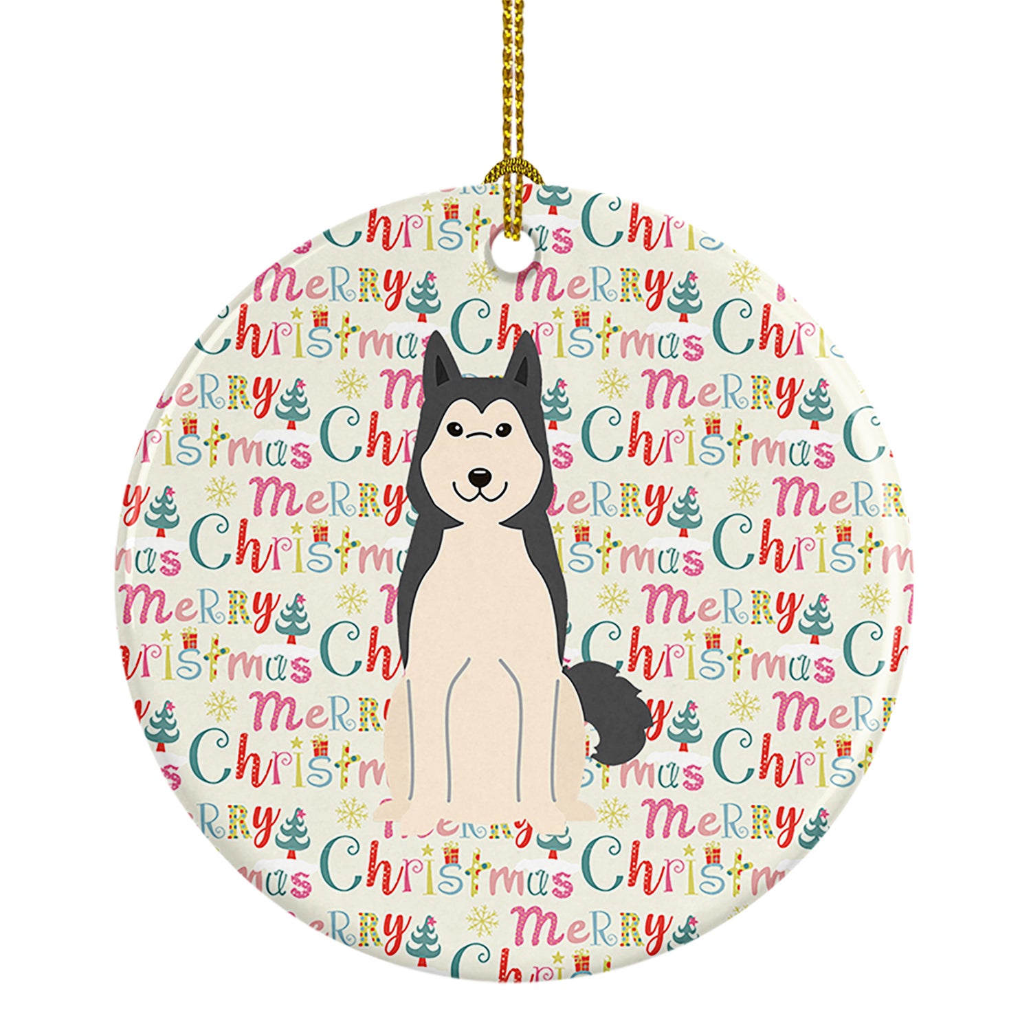 Buy this Merry Christmas West Siberian Laika Spitz Ceramic Ornament